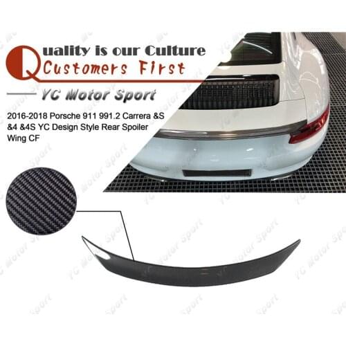Car Accessories Carbon Fiber YC Design Style Rear Spoiler Fit For 2016-2018 911 991.2 Carrera & S & 4 & 4S Trunk Deck Lid Wing