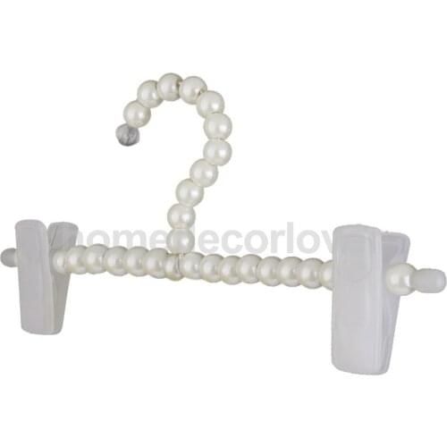 White ABS Pearl Childrens Kids Clip Hanger Clothes Coat Skirt Trouser Holder