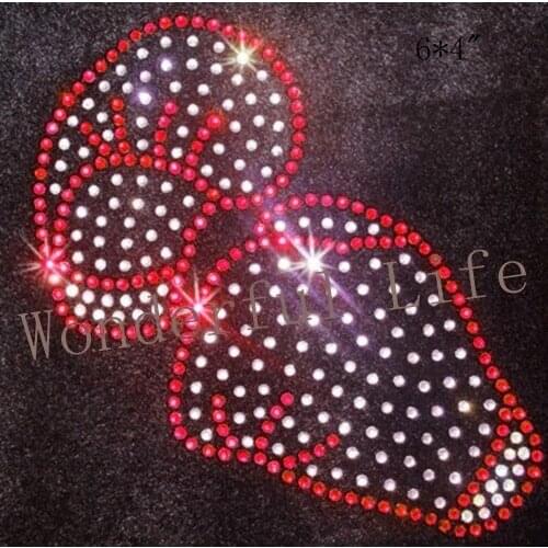 Free shipping boxing gloves red with white rhinestone transfers motif design motif