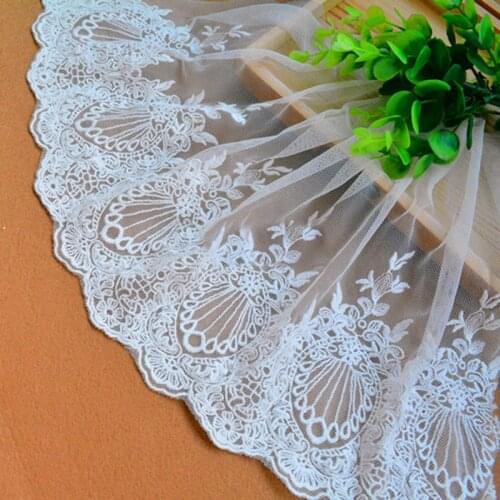 Free Shipping Vintage Soft Gauze Embroidery Lace Trim Lace Fabric Width 23cm 2Yds/lot