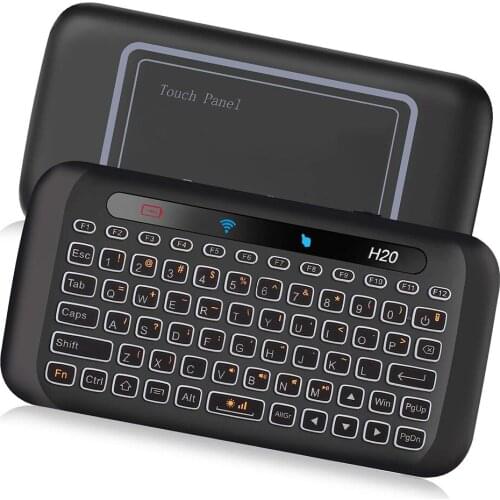 2.4Ghz Mini Wireless Keyboard With Touchpad Mouse Combo 7 Color Adjust Auto-Rotation Touch Panel Handheld Remote Control Mouse