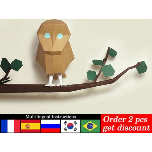 Owl Animal Ornaments Home Decor Art Paper Model Decorations,3D Low-Poly Papercraft,Handmade DIY Origami Adult Craft Toy RTY060