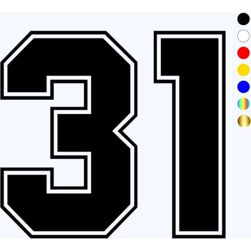 CK2782#20*18cm Number 31 funny car sticker vinyl decal silver/black car auto stickers for car bumper window car decorations