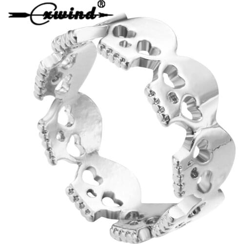 Cxwind Heart Skull Rings for Women Punk Skeleton Ring Boho Rings Connect Skull Rings Boho Chic Men Jewelry