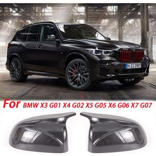 2PCS Black Car Side Rearview Mirror Cover Cap For BMW X3 X4 G01 G02 2018-2022 X5 X6 X7 G05 G06 G07 Side mirror cover
