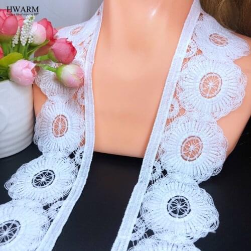HWARM 10yard 6.5cm White Birds nest shape arts craft sewing fabric hollowed out milk lace spot single side elastic wedding lace