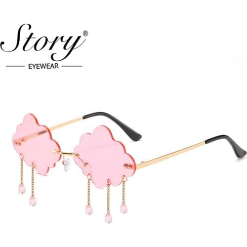 STORY New Polygon Steampunk Sunglasses Women Men 2020 Luxury Design Fashion Cloud Rimless Sun Glasses with Diamond S58265