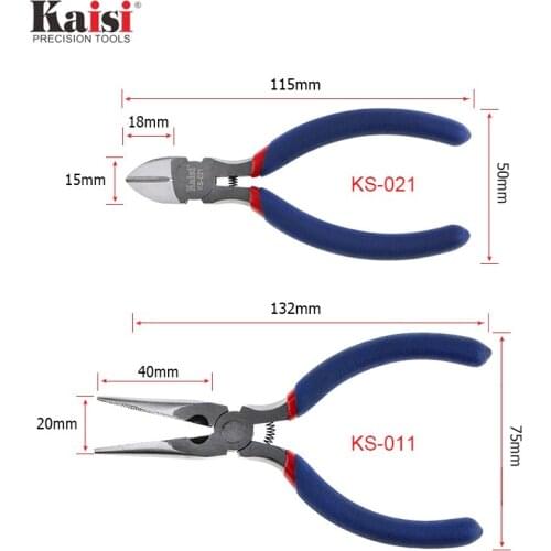 Kaisi KS-011 KS-021 Precision Chrome Vanadium Steel Long Nose Diagonal Cutting anti-skid Plier Cable Wire Cutter Pilers