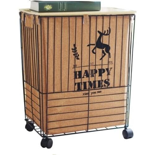 Dirty hamper Nordic wrought iron dirty clothes storage box metal storage basket with lid waterproof storage basket extra large