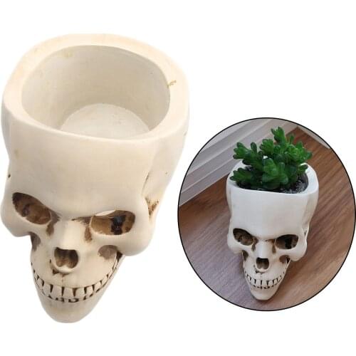 Creative Skull Flower Pot Ceramic Potted Plant Resin Statue Figurines Succulent Planter Plants Container Home Office Desk Decor