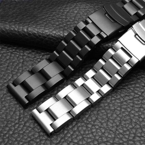 Massive Stainless Steel Watchband 22 24 26mm Matt Silver Black Solid Link Bracelet Fit For Diesel Invict Breitlin Brands Mens