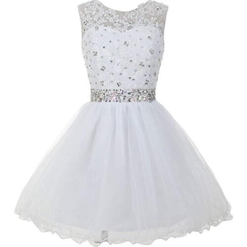 BGW HT32610 A Line Tulle Appliqued Mini Cocktail Dress Sleeveles With Sashes Lace Up Back Vestidos De Coctel De Noche Corto 2020