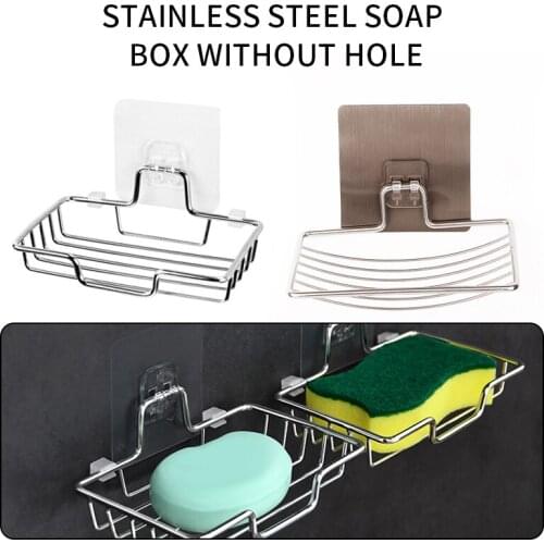 Soap Rack Wall Mounted Soap Holder Stainless Steel Soap Sponge Dish Bathroom Accessories Soap Dishes Self Adhesive