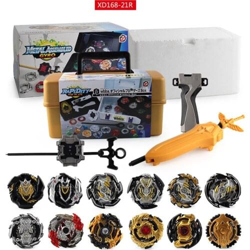 Gold Beybleyd Burst Set with Two-way Launcer in Carry Case Gyroscope Golden Version Compact Kit Toys for Children