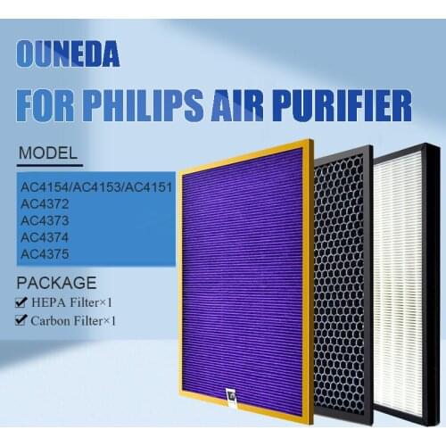 AC4151+AC4153+AC4154 filter kit for Philips AC4372 AC4373 AC4374 AC4375 air purifier parts HEPA+Activated Carbon Filters