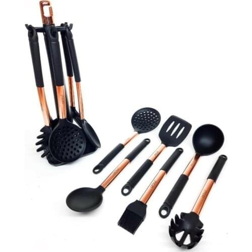 7 Piece Silicone Bucket Set Black-copper Kitchen Accessories Baking Cooking Tools Kitchenware Cookware Nonstick