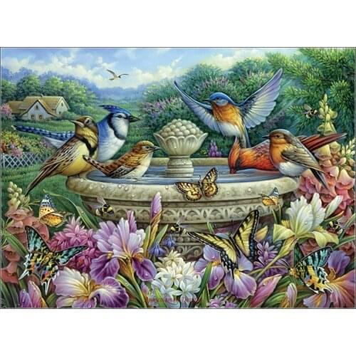 Embroidery Counted Cross Stitch Kits Needlework - Crafts 14 ct Aida DIY Arts Handmade Decor - Summer Garden Birds