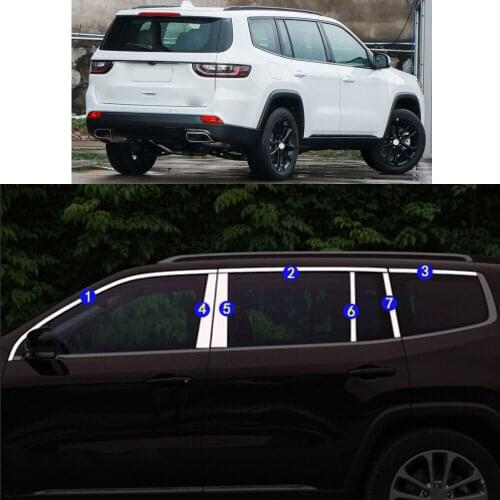 Car Sticker Garnish Pillar Window Middle Strip Trim Frame Hoods For Jeep Grand Commander 2018 2019 2020 2021