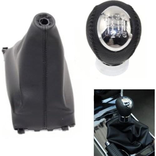 Chrome & Leather & Plastic Car Shift Gear Knob Lever Gaitor Boot Cover For MAZDA 6 2002 2003 2004 2005 2006 2007