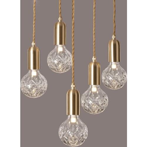 Nordic Clear Glass Loft Led Pendant Lights G9 Bulb Restaurant Bedroom Hanging Light Fixtures Cord Adjustable 110-240V Gold