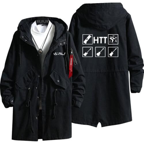 New K-ON! Hirasawa Yui Hoodie Akiyama Mio Anime trench coat Men fashion Fall wintercotton zipper Overcoat Jacket