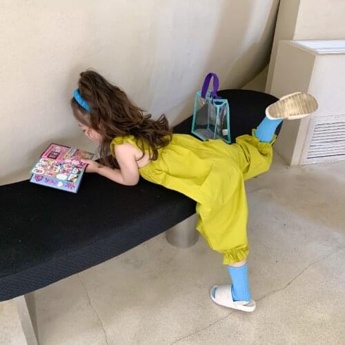 2021 Summer New Childrens Clothing Girls Baby Korean Lace Solid Color One-piece Childrens Pants Girls Suspenders Bloomers