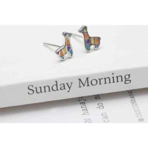 New Arrival Cute Colorful Pony Horse 925 Sterling Silver Jewelry Animal Deer Temperament Female Fashion Stud Earrings SE25