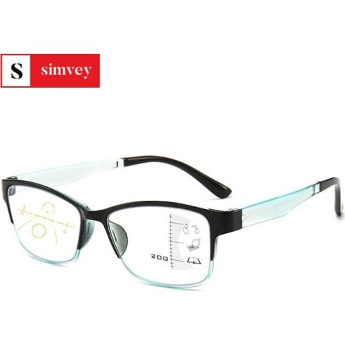 Simvey Plastic Frame Reading Glasses Women Men Multifocal Progressive Bifocal Anti Blue Light Reading Glasses