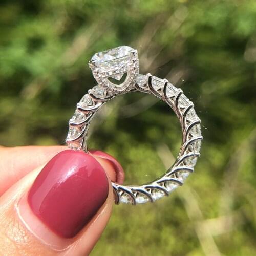 Hollow 2ct Diamond Ring 100% Original 925 sterling silver Engagement Wedding band Rings for Women Bridal Party Jewelry Gift