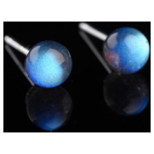 Lily Jewelry 925 Sterling Silver Real Labradorite 5-6mm Stud Earring Women Holiday Wedding Gifts Exquisite Lady Elegant Jewelry
