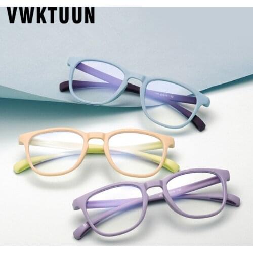 VWKTUUN Silicone Glasses Frame Boys Girls Blue Light Blocking Glasses Square Glasses Frame Children Reading Computer Glasses