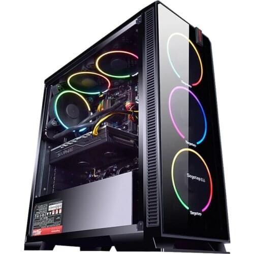 Easy DIY Mid-Tower ATX Computer Case USB3.0 Gaming Gamer Mute Side Transparent Desktop Cases Support M-ATX/ ITX Motherboard