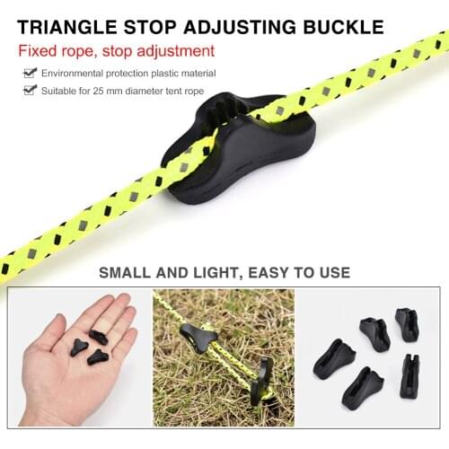 Wind Rope Buckles Triangle Camping Tent Fastener Anti Slip Cord Stopper Tool for Family Outdoor Camping Accessories