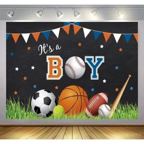 It is a Boy Baseball Fans Sports Theme Backgrounds Vinyl Green Grass Newborn Baby Shower Kids Birthday Backdrops Photography