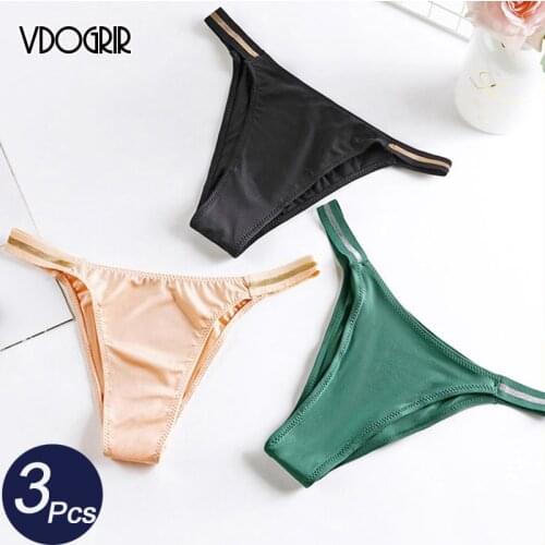 VDOGRIR 3Pcs/lot Sexy Womens Cotton Panties Set Underwear Seamless Low Waist Solid Briefs Comfort Lady Lingerie Tanga Bikini