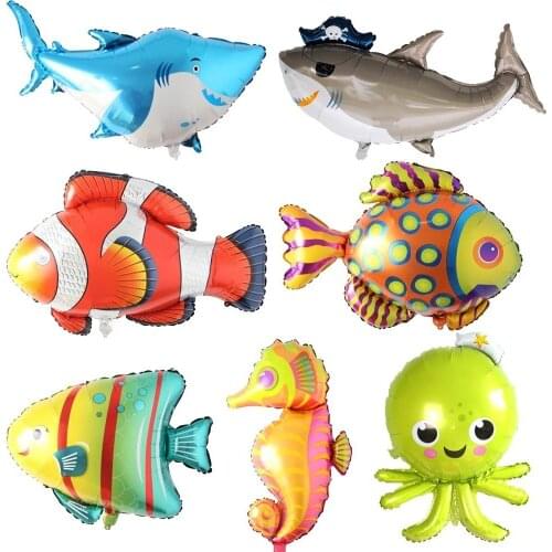 Ocean animal theme childrens birthday party aluminum film balloon cartoon underwater world balloon dolphin shark octopus