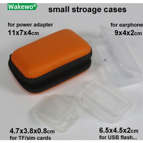 WAKEWO small storage box case for USB power adapter USB cable memory TF micro SD card cas sim card adapter earphone collection