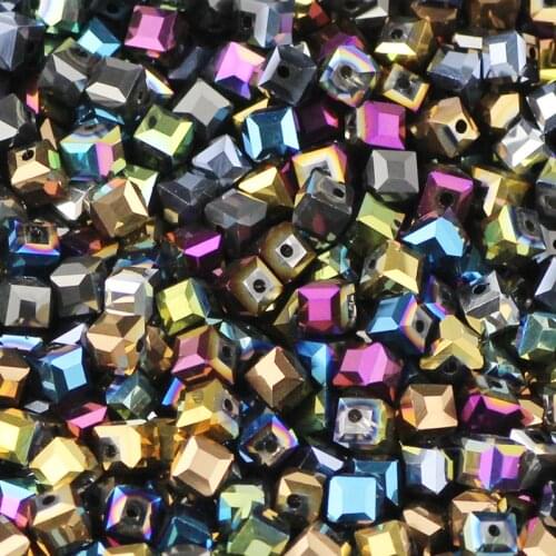 YHBZRET Square shape Upscale Austrian crystal beads spacer 6mm 50pcs Plating ball Loose beads for Jewelry making bracelet DIY