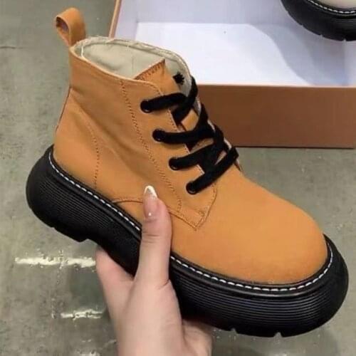 Womens Boots 2021 New Autumn Fashion Casual Womens Fashion Shoes Martin Ankle Boots PU Leather Leisure Platform Boots