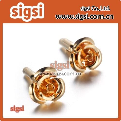 Gold Rose cufflinks Pretty copper jewelry cufflinks