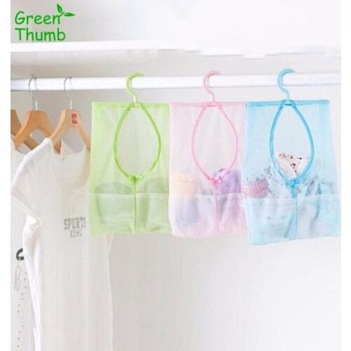 1pc 26*30cm Bathroom Storage Net Bag Blue/Green/Pink Hooks Hanging Bag for Bathroom Organizer Closet Rack Hangers