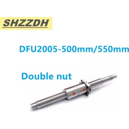 1PCS DFU2005-L500mm 550mm C7 ball screw with 2005 double ball nut/waist nut BK/BF15 standard processing CNC printer