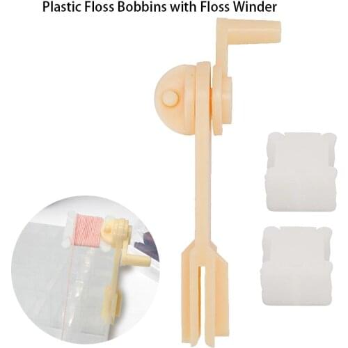 1Pcs String Winder And 100pcs Plastic Floss Bobbins Winding Plate For Cross Stitch Sewing Tools Accessory