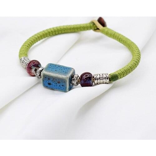 1PC Retro Ethnic Storm Simia Primary School Fresh Female Hand Decoration Ceramic Woven Student Bracelet