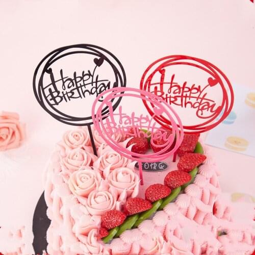 1PC/happy birthday cake topper Supplies Acrylic Baking cake Insert Decor Cupcake wedding Birthday Party Decoration Cake Top Flag