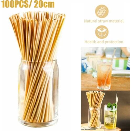 100pcs Disposable Straws Wheat Straws Eco Friendly Drinking Straws Juice Beverage Supplies for Birthday Wedding Party
