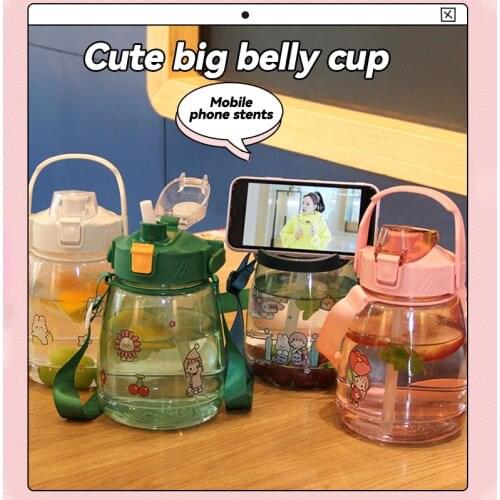 1300ml Sports Water Bottle Portable Large Capacity Outdoor Travel Drinkware Leakproof Straw Cup Plastic Drink Bottle