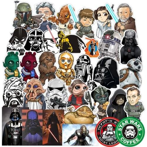 35 Pcs/set Disney Star Wars Stickers Cartoon Anime Figure Marvel Multifunctional Stick Notebook Graffiti Waterproof Sticker