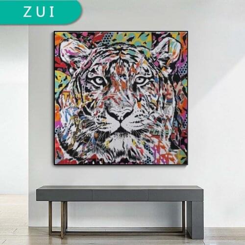 Abstract Tiger Head Street Graffiti Posters And Prints Canvas Art Painting On Wall Art Picture For Living Room Home Decor