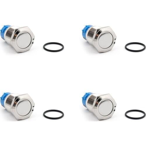 Artudatech 4PCS 19mm Metal Flat Round Latching Push Button Switch 3 Pin 5A 250V SPDT